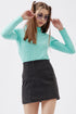 Women Sky Blue Highneck Full sleeves T-shirt